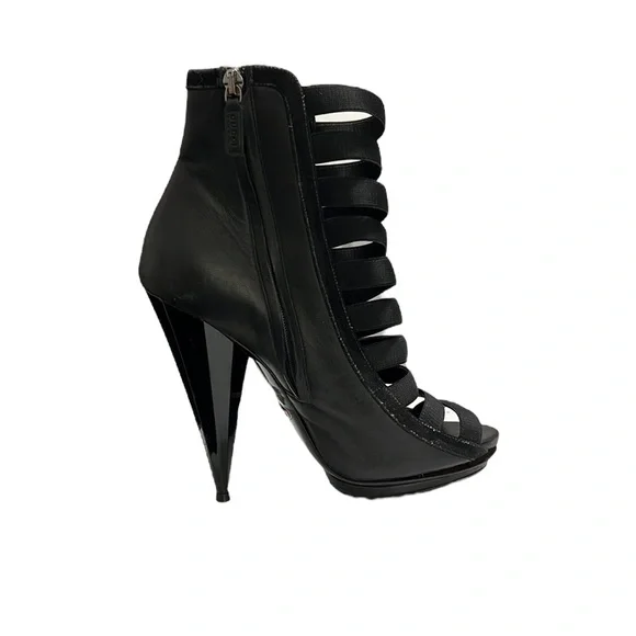 Gucci Black Elastic And Leather Isadora Gladiator Booties Size 39 - Picture 7 of 15